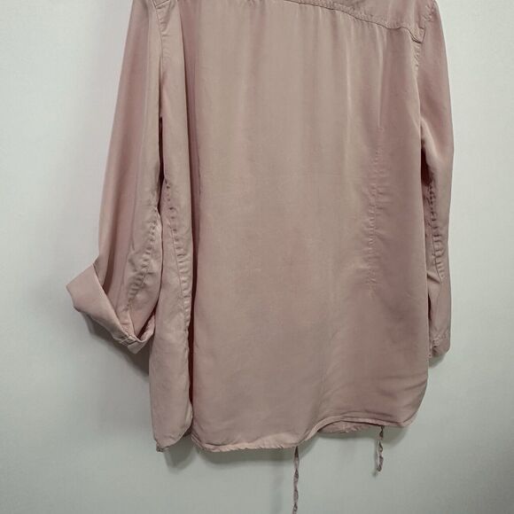 Ali Miles Wrap Top Pink XL Roll Tab Sleeve Buttons Tunic Artsy Minimal Tencel - Picture 9 of 10